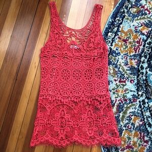 Coral lace top